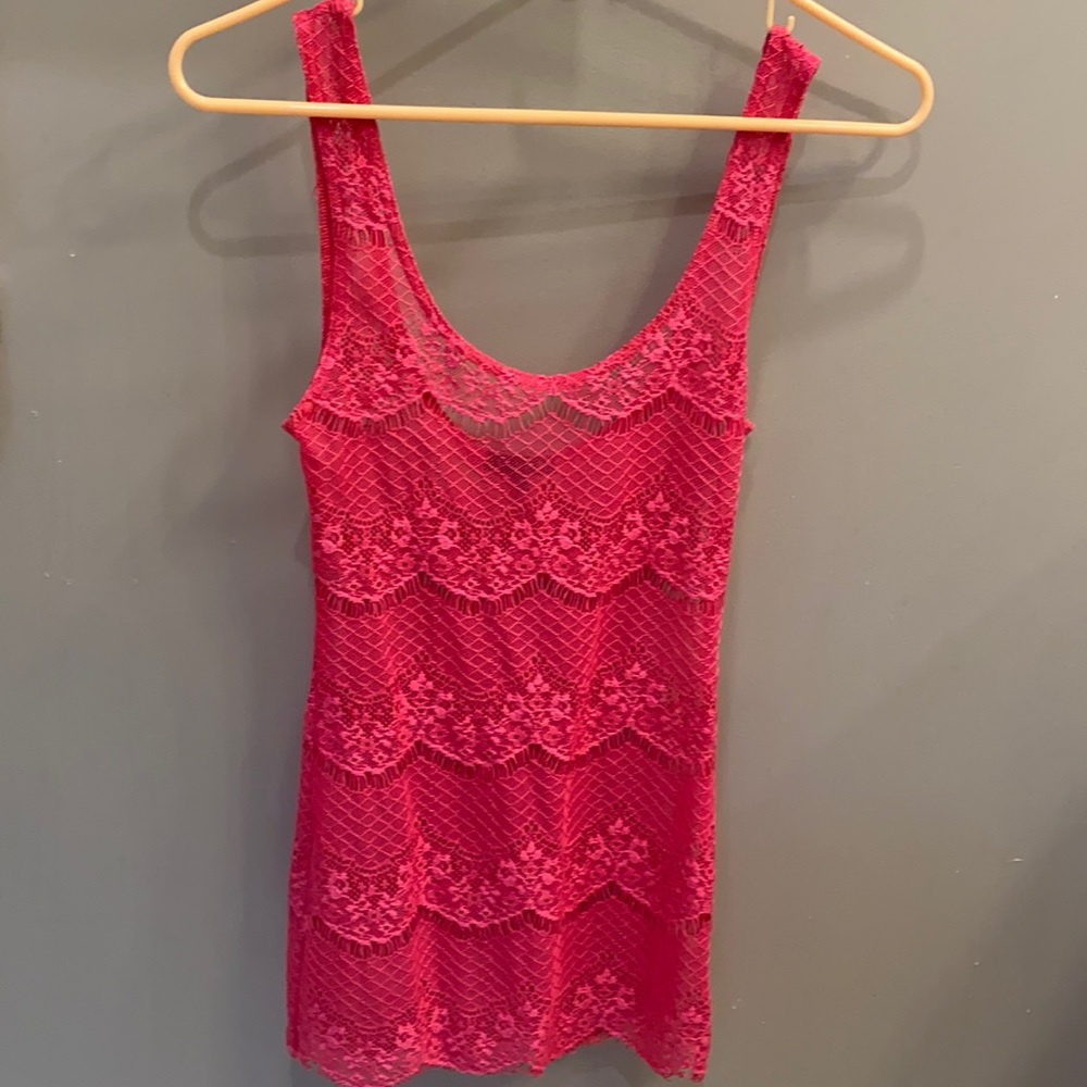 Aritzia lace pink cami